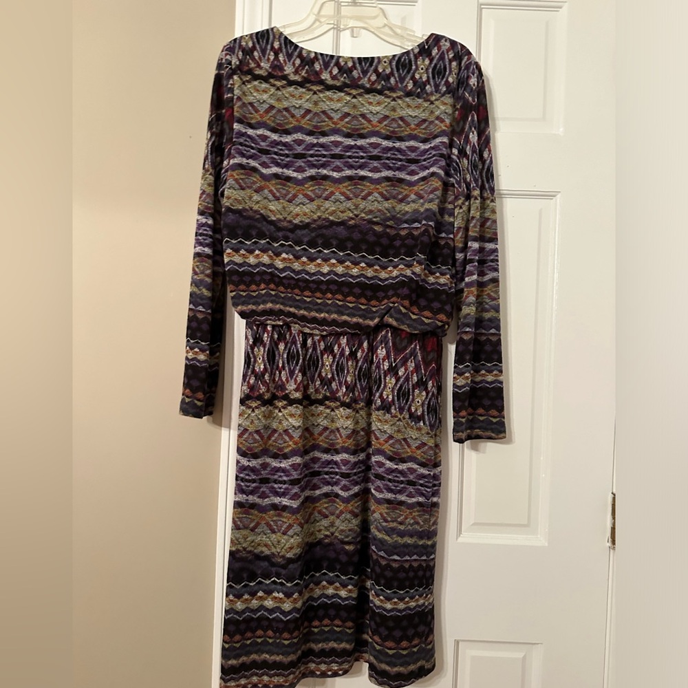 R & M Richards striped colorful long sleeve dress blousey Size 16 - Picture 3 of 9